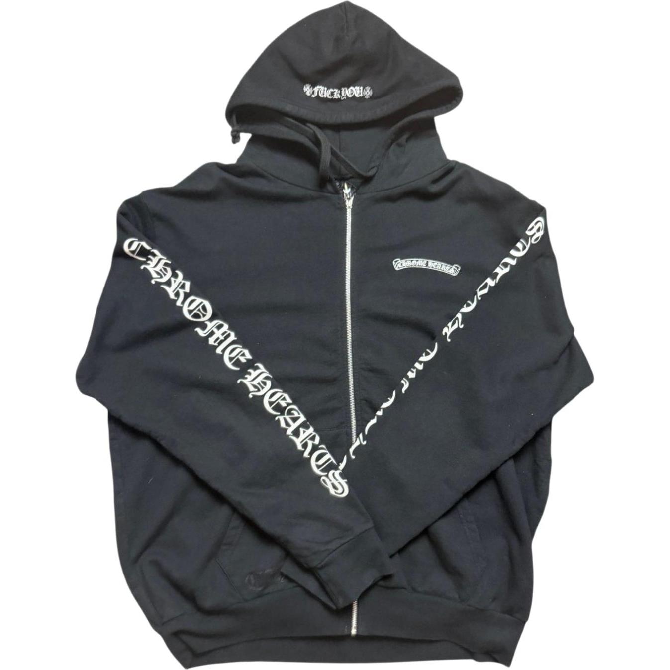 Chrome Hearts Scroll Logo FU Zip Up Hoodie Black - Like New