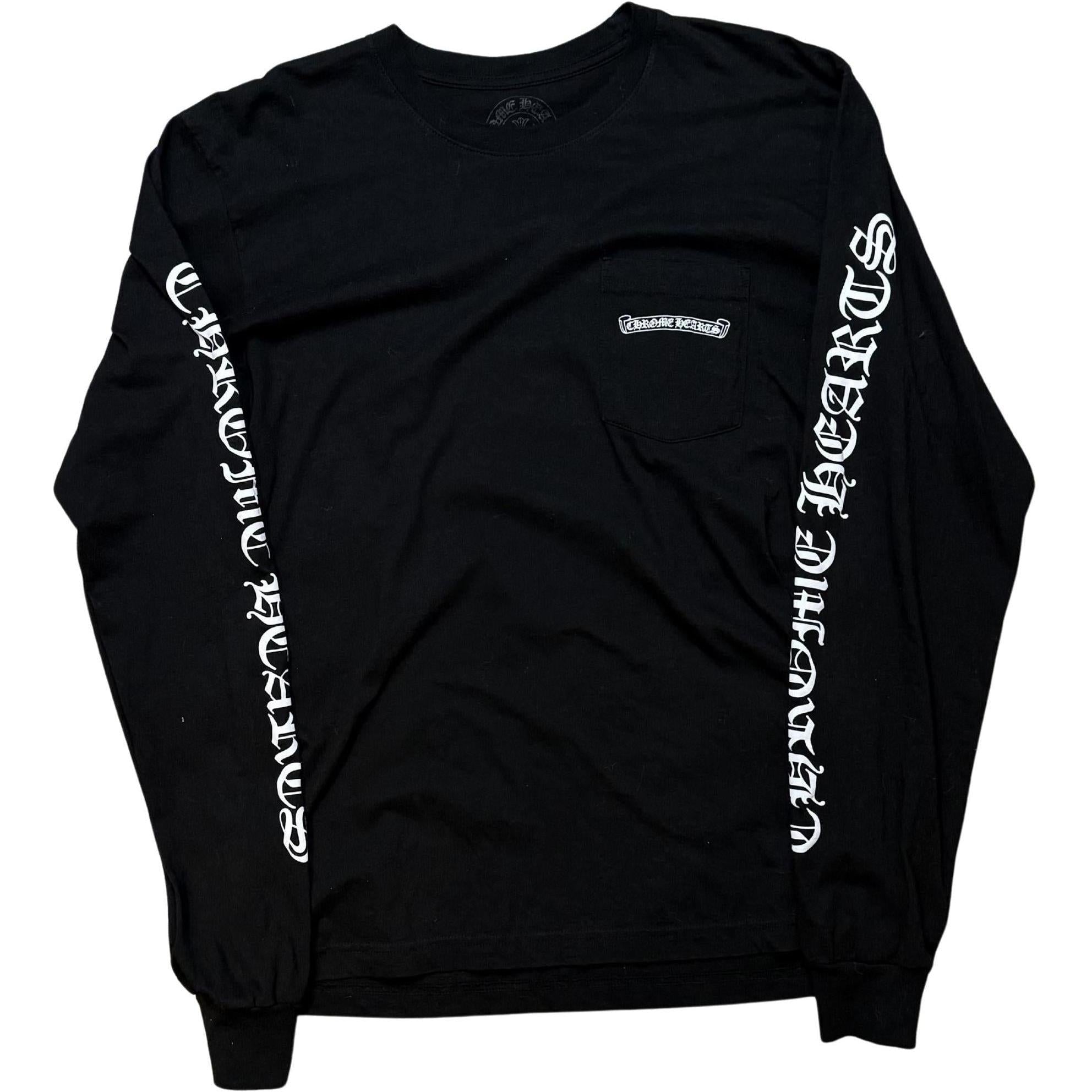 Chrome Hearts Scroll Logo L/S Pocket T-shirt Black - Like New