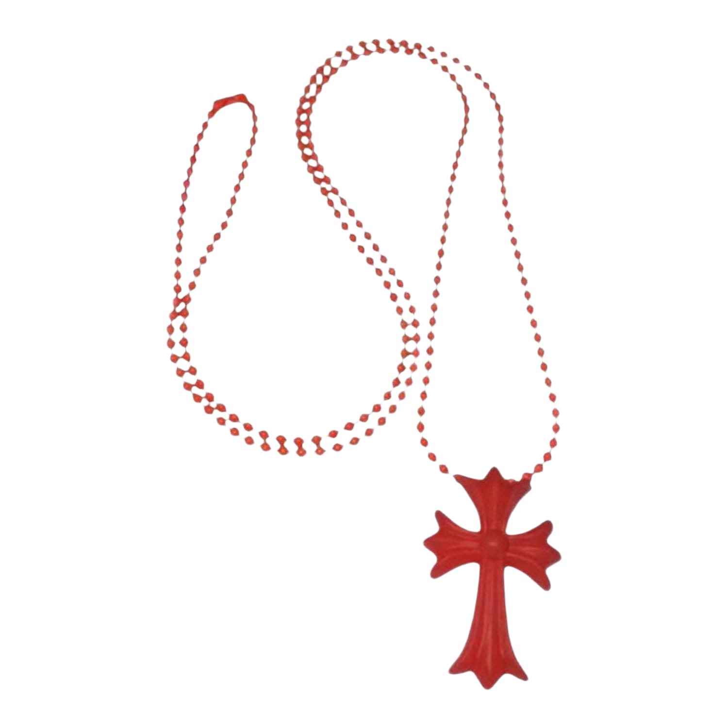Chrome Hearts Silichrome Cross Silicon Necklace Red - HYP