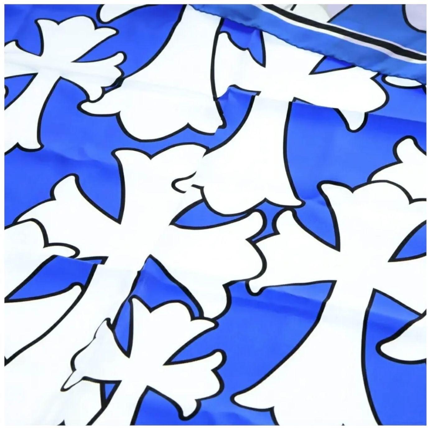 Chrome Hearts Silk Cross Scarf Blue
