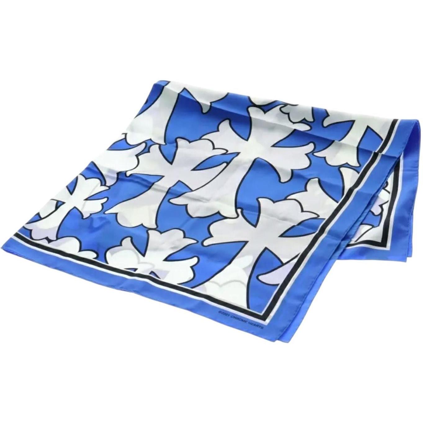 Chrome Hearts Silk Cross Scarf Blue