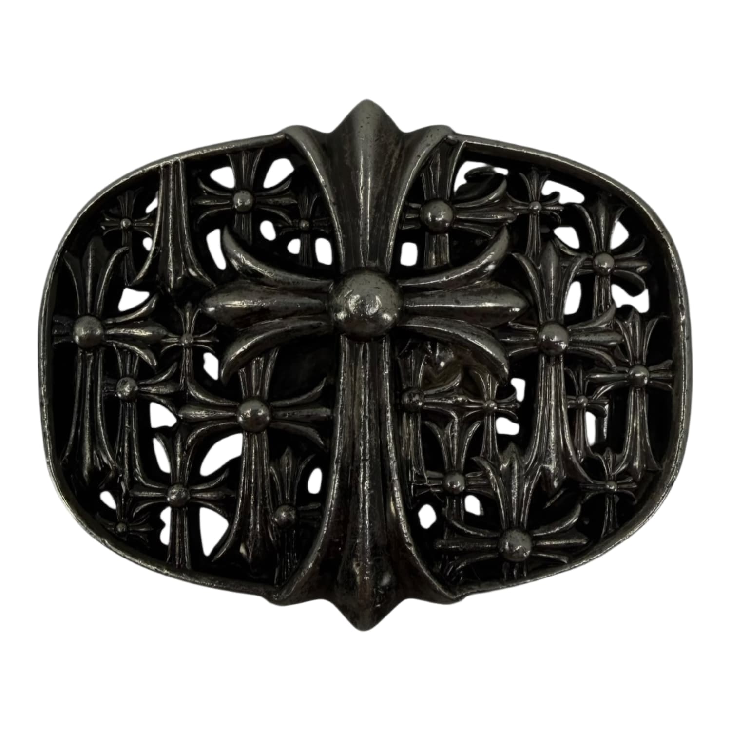 Chrome Hearts Silver Cemetery Cross Belt Buckle