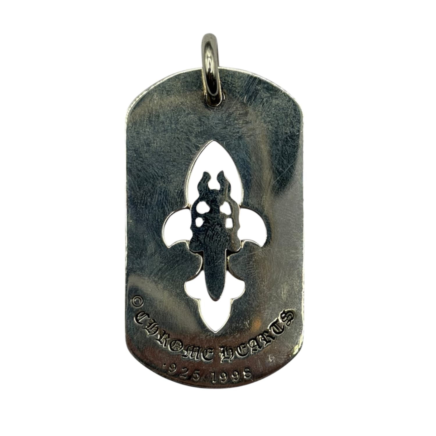 Chrome Hearts Silver Dagger Fluer Dog Tag Pendant