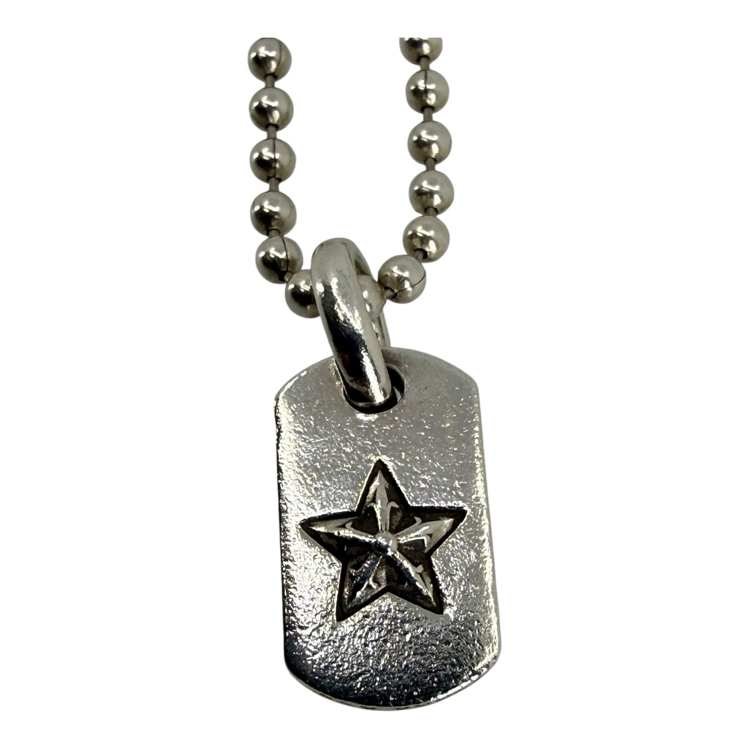 Chrome Hearts Silver Daggered Star Dog Tag Pendant + 18 Inch CH Ball Chain