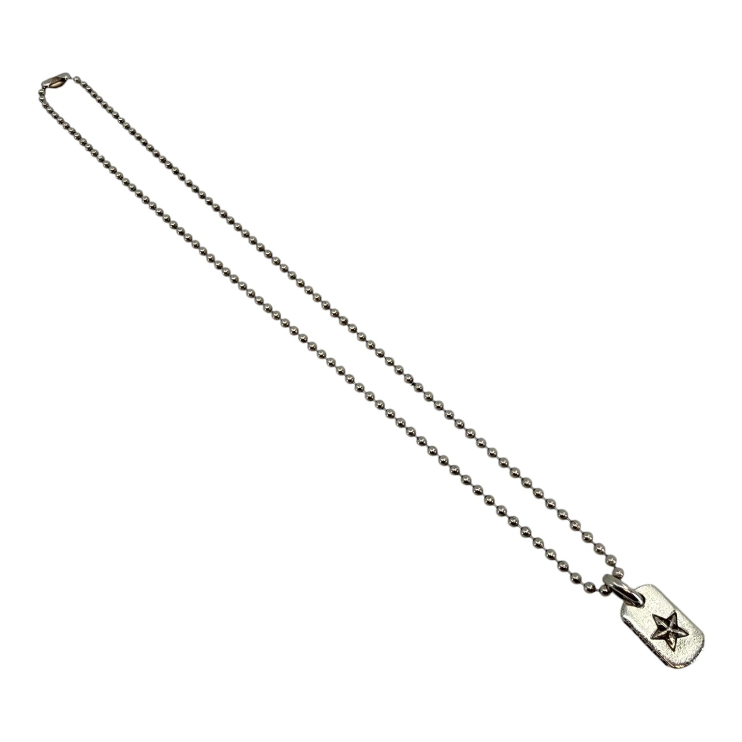 Chrome Hearts Silver Daggered Star Dog Tag Pendant + 18 Inch CH Ball Chain
