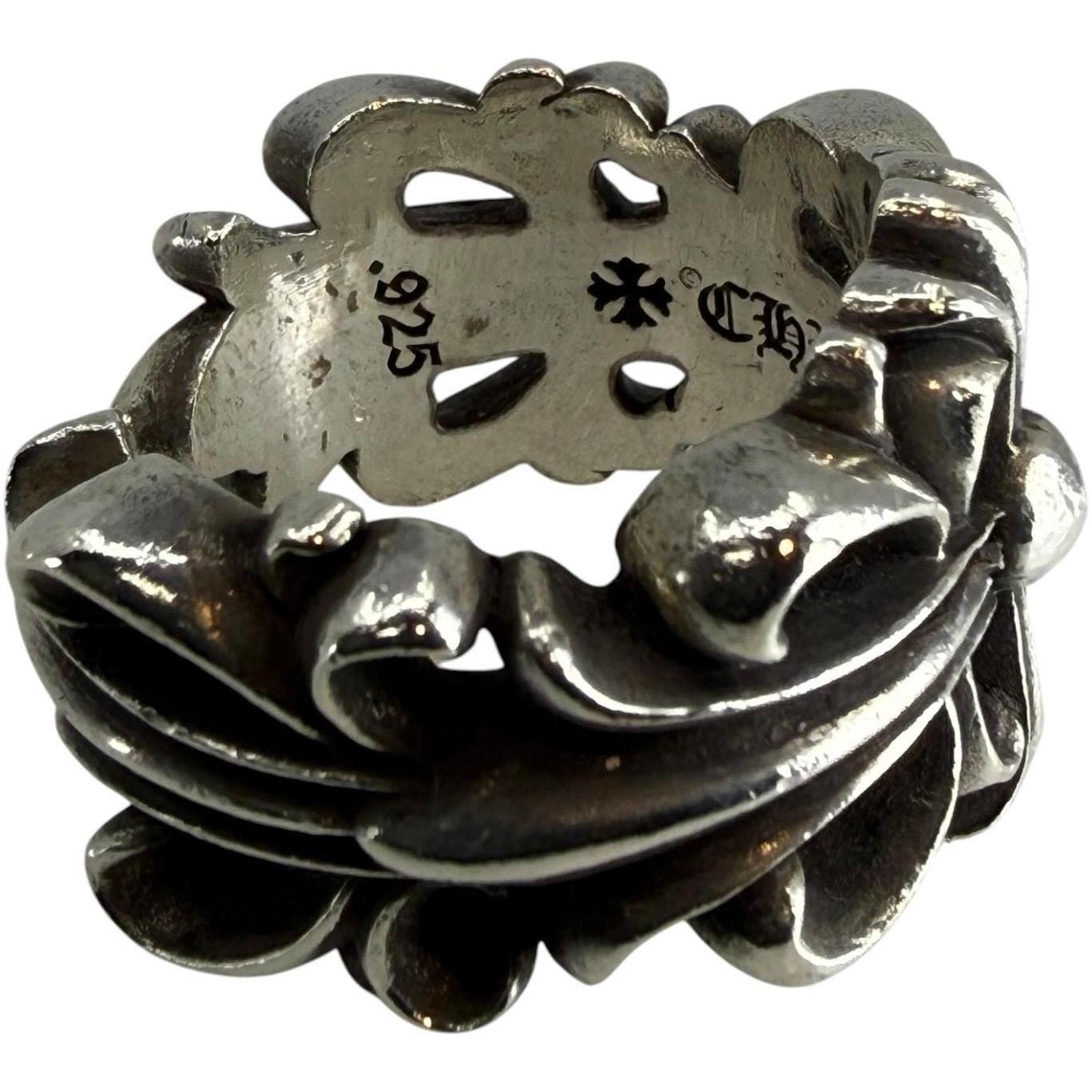 Chrome Hearts Silver Double Floral Ring - US Size 9.5