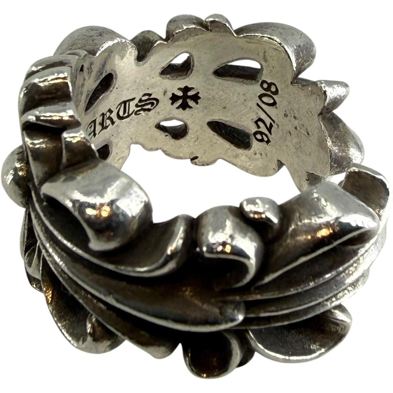 Chrome Hearts Silver Double Floral Ring - US Size 9.5
