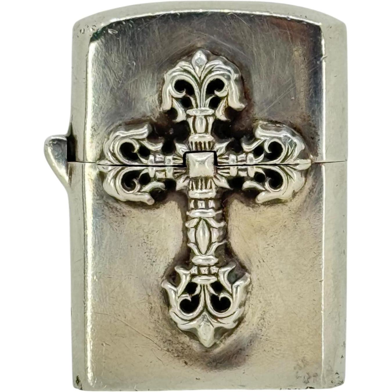 Chrome Hearts Silver Filigree Cross Zippo Lighter