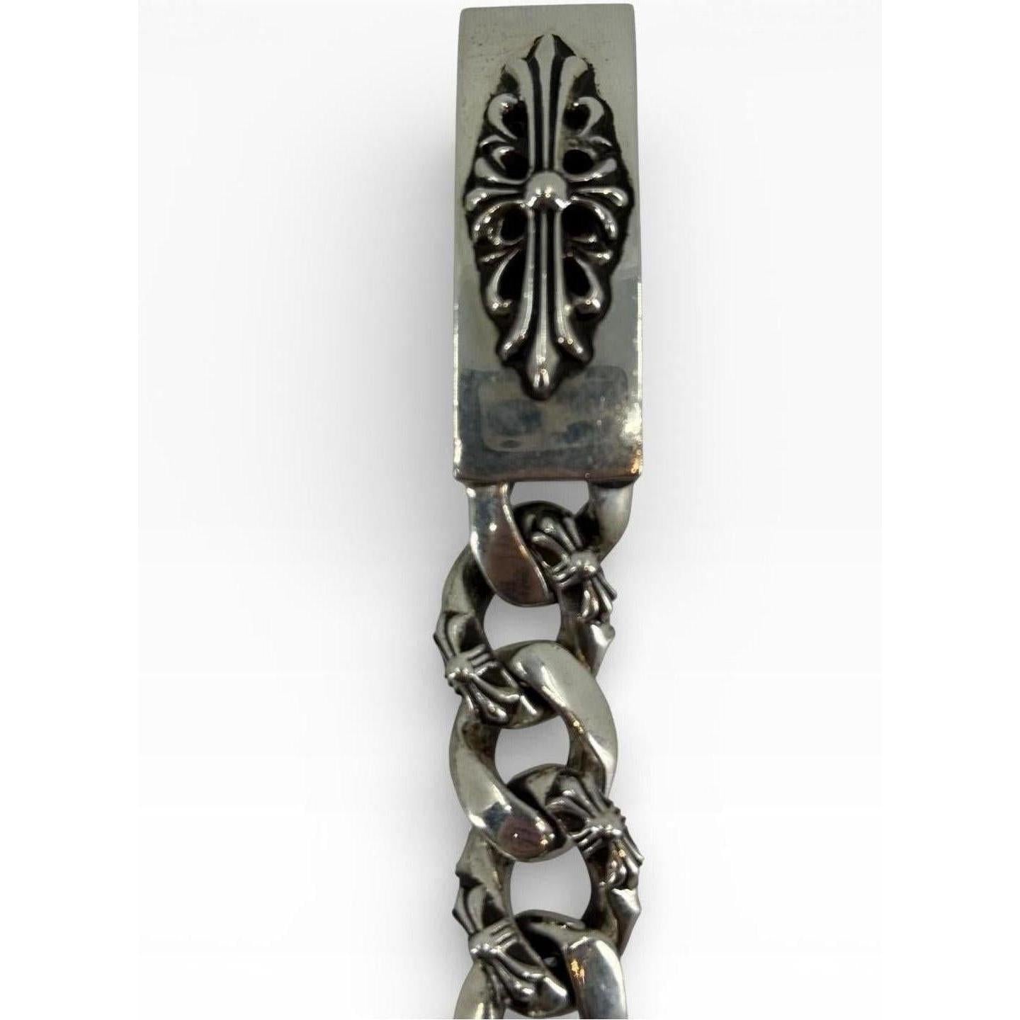 Chrome Hearts Silver Floral Cross Fancy Link Bracelet