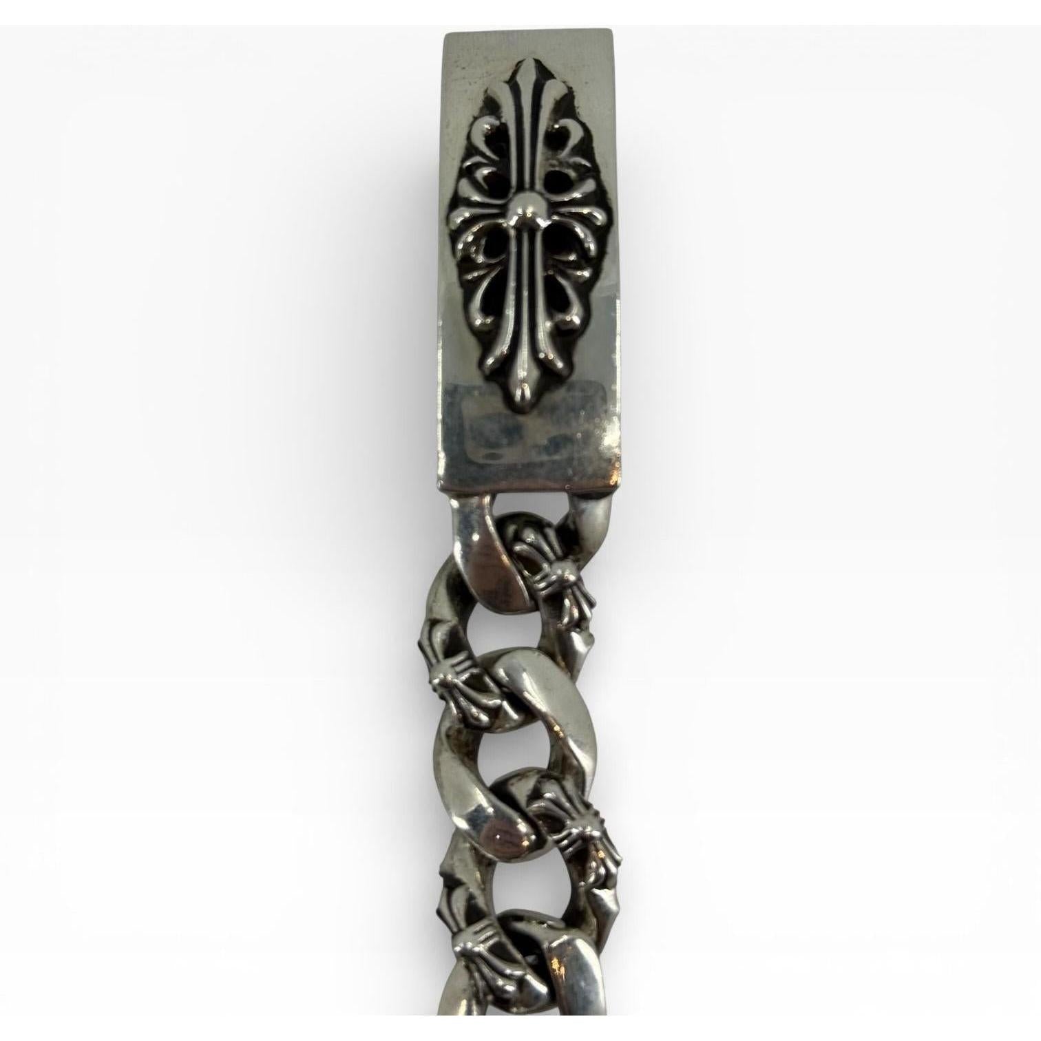 Chrome Hearts Silver Floral Cross Fancy Link Bracelet