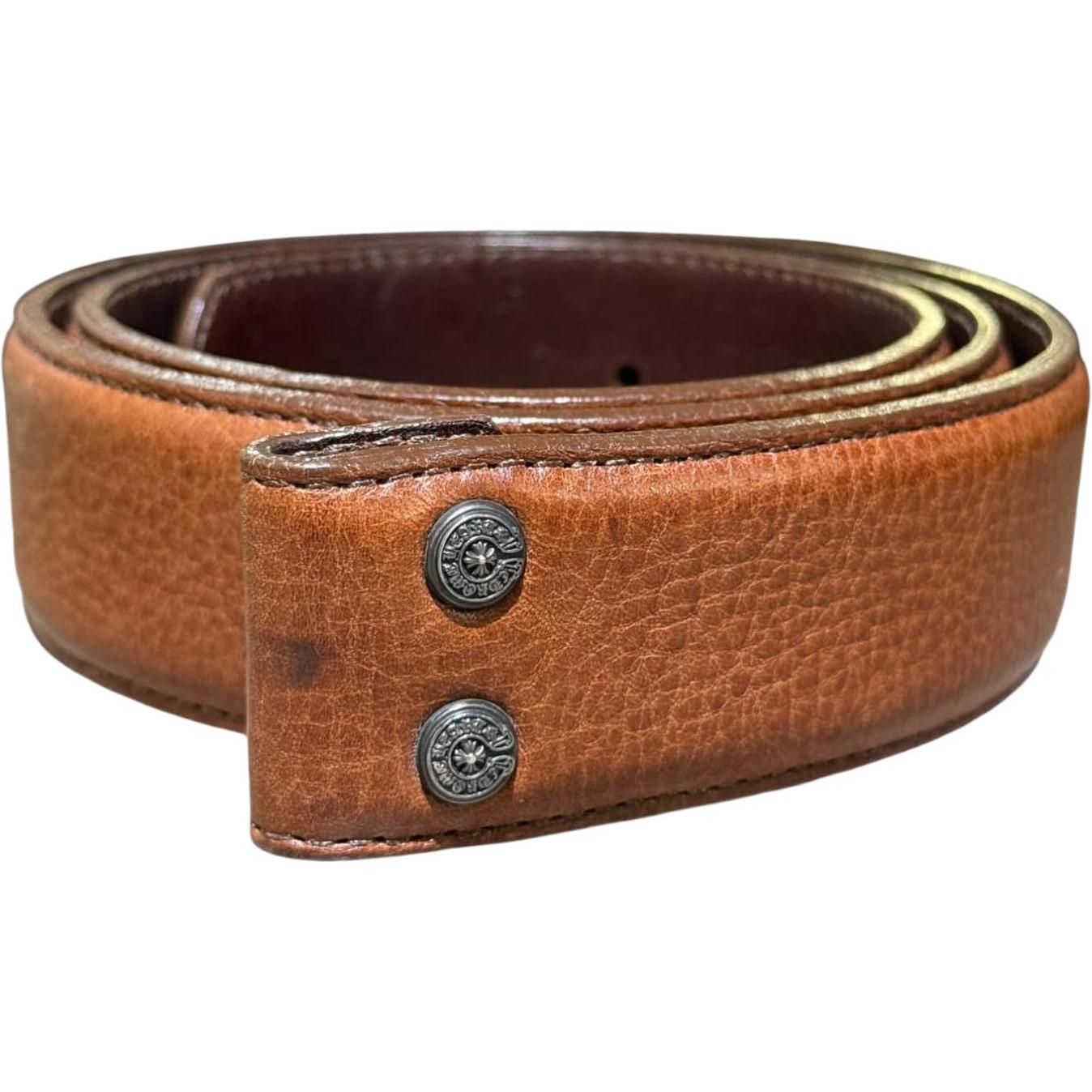Chrome Hearts Silver Oval Cross Jumbo Brown Belt