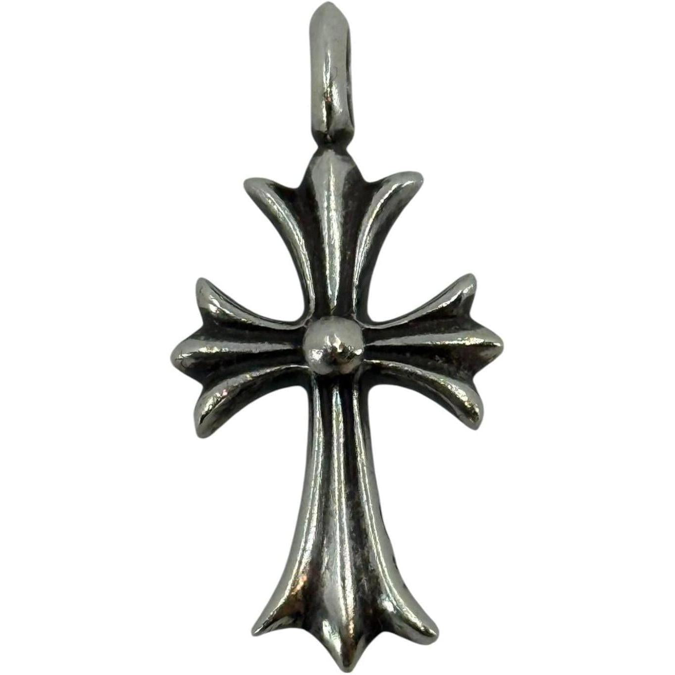 Chrome Hearts Silver Pave Diamond Tiny Cross Pendant
