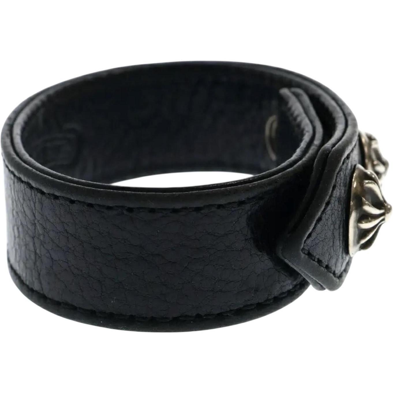 Chrome Hearts Silver Plus Button Leather Bracelet - Like New