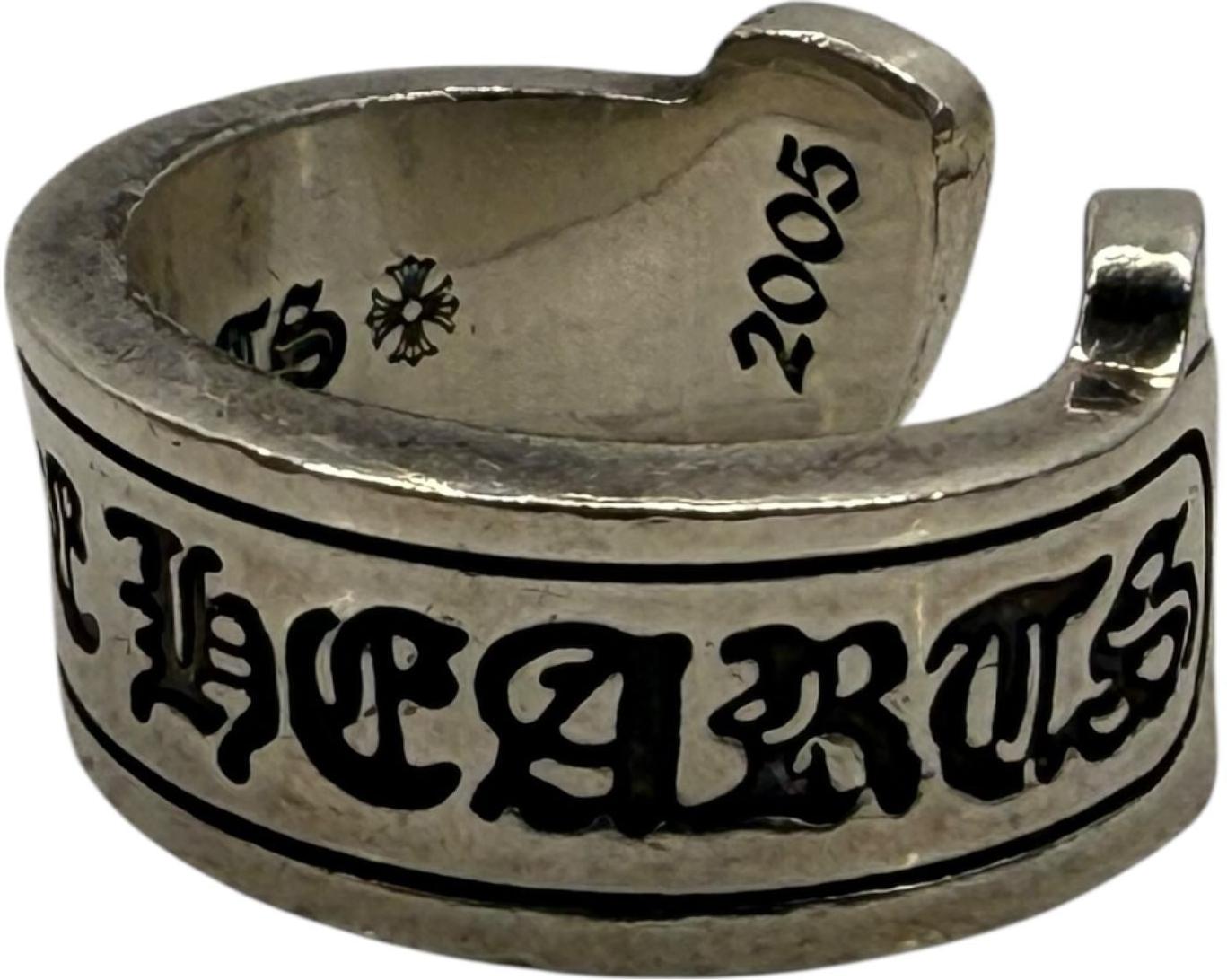 Chrome Hearts Silver Scroll Logo Label Ring - Size 13