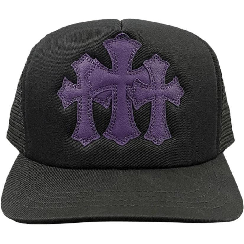 Chrome Hearts St. Barths Exclusive Cemetery Cross Trucker Hat 'Black/Purple'