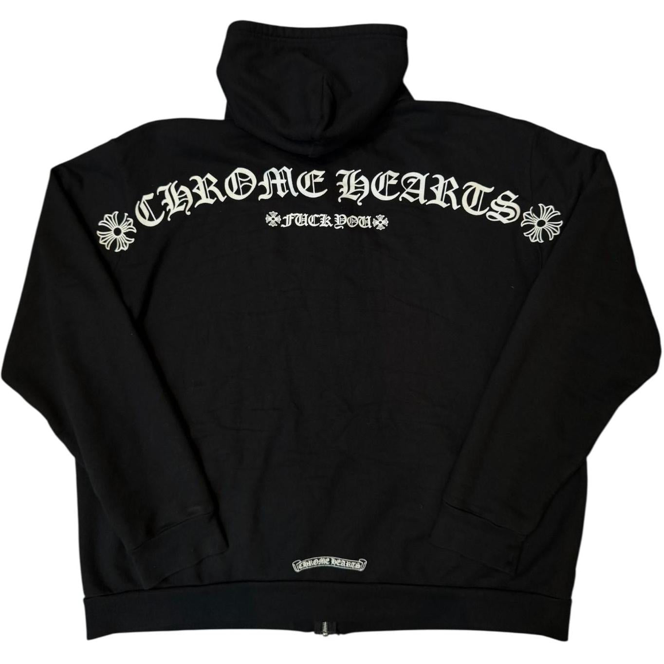 Chrome Hearts T Logo FU Shoulder Zip Up Hoodie Black - Like New