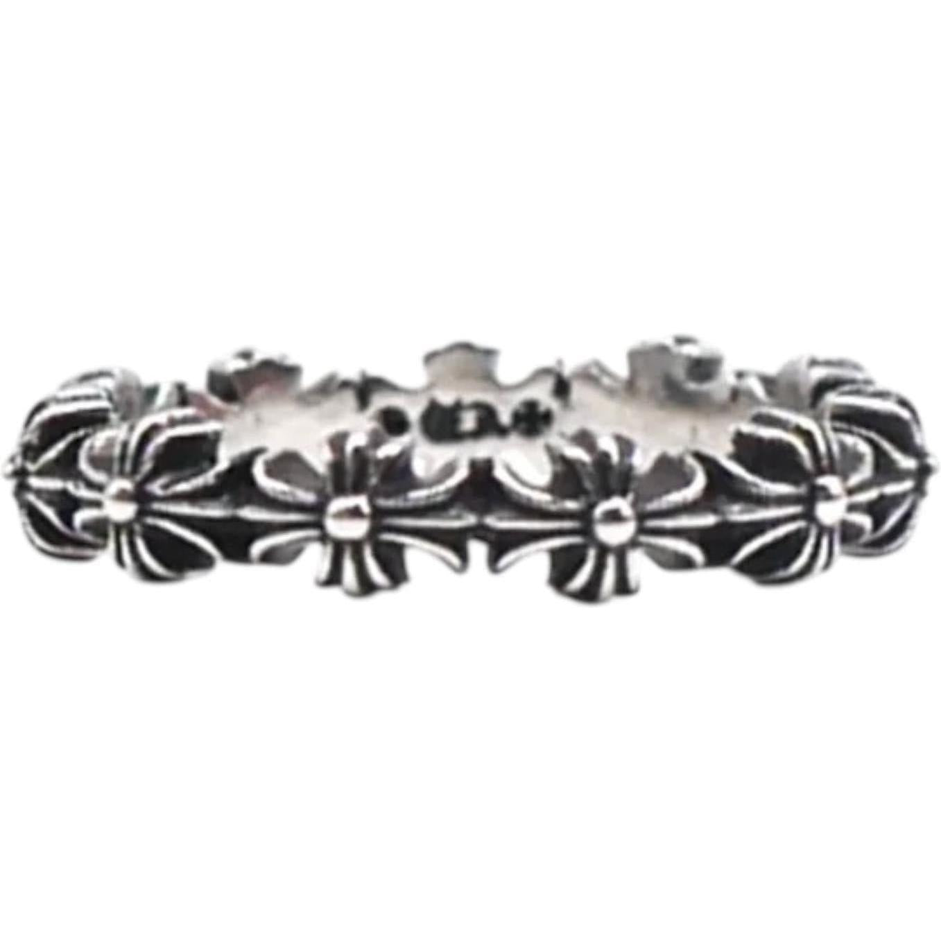 Chrome Hearts Tiny E Plus Band Silver Ring - Size 7