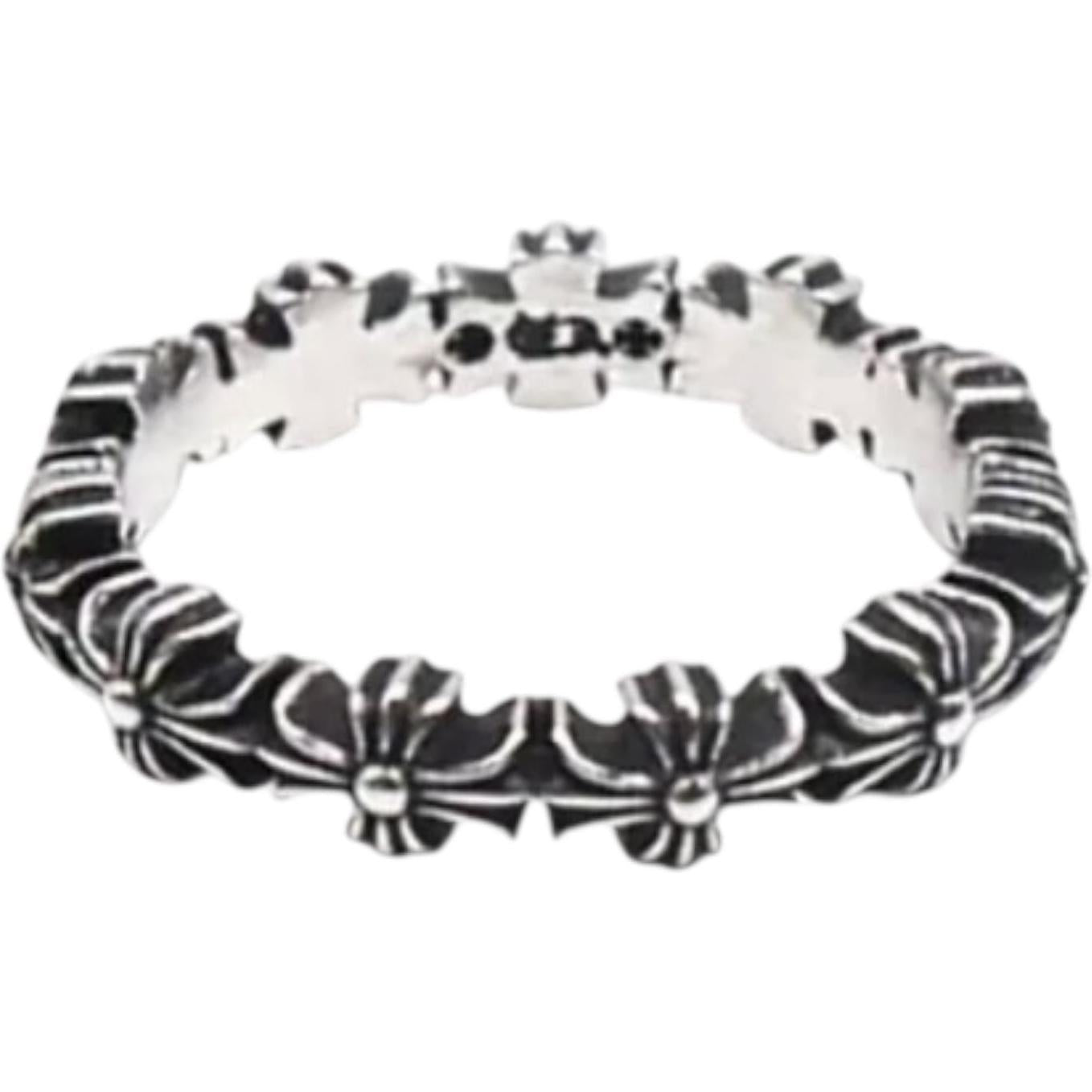 Chrome Hearts Tiny E Plus Band Silver Ring