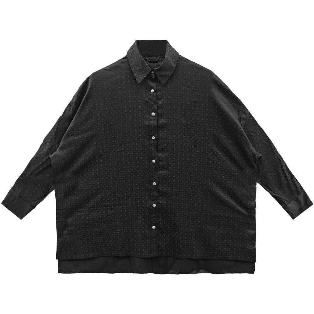 Chrome Hearts Tonal Monogram Black Silk Malhal Kita Shirt