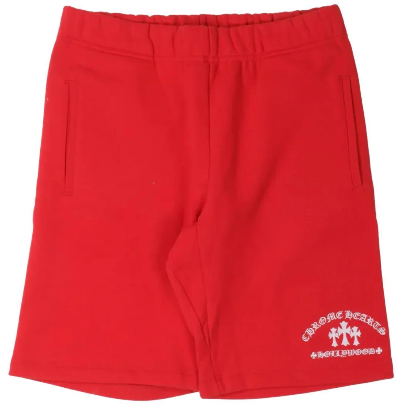 Chrome Hearts Triple Cross Embroidered King Taco Sweat Shorts Red