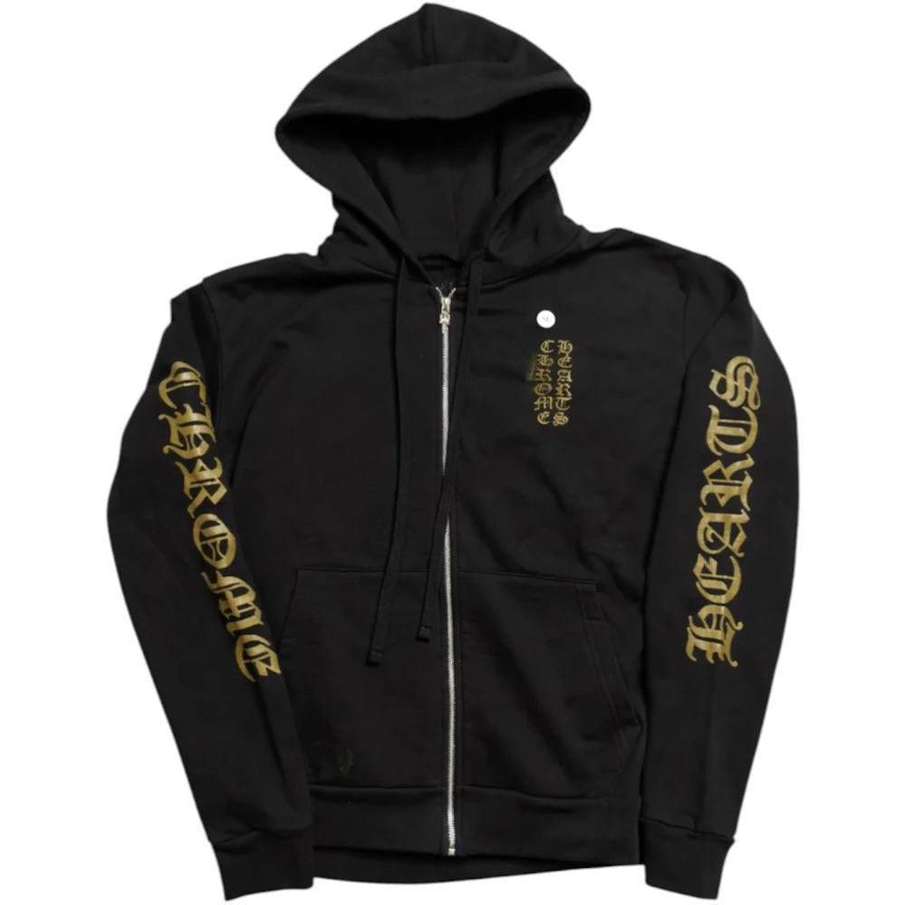 Chrome Hearts Vertical Logo Zip Up Hoodie Black/Army Green