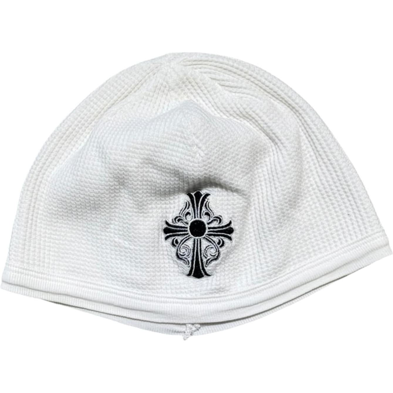 Chrome Hearts Vintage Floral Cross Thermal Beanie White