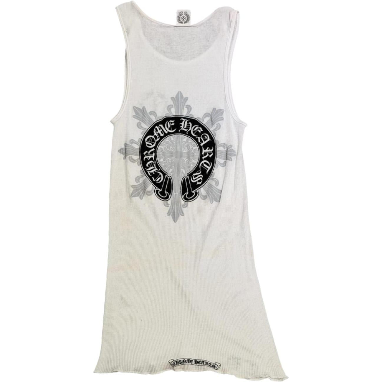 Chrome Hearts Vintage Horseshoe Floral Tank Top White