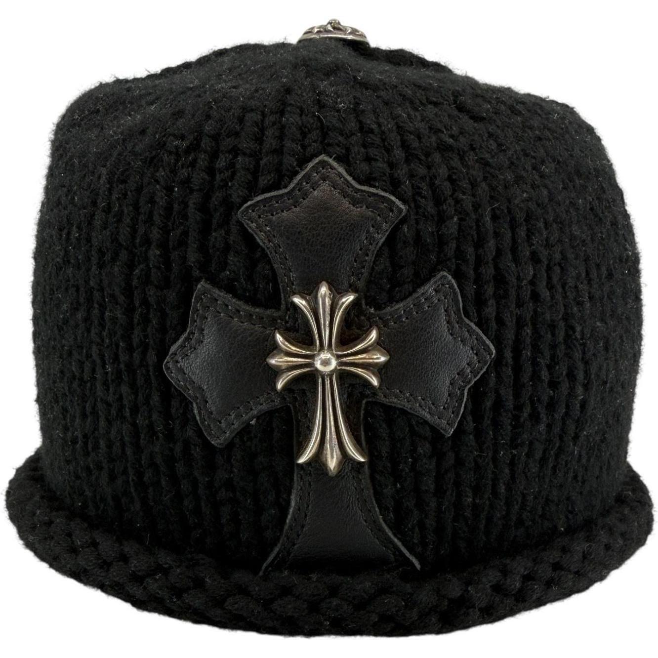 Chrome Hearts Vintage Silver Embellished Cross Patch Cashmere Beanie - Like New