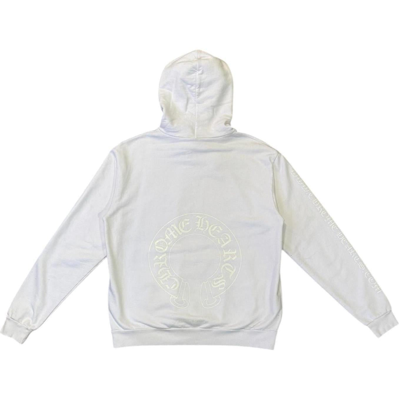 Chrome Hearts White Glow in the Dark Horseshoe Hoodie White - Like New