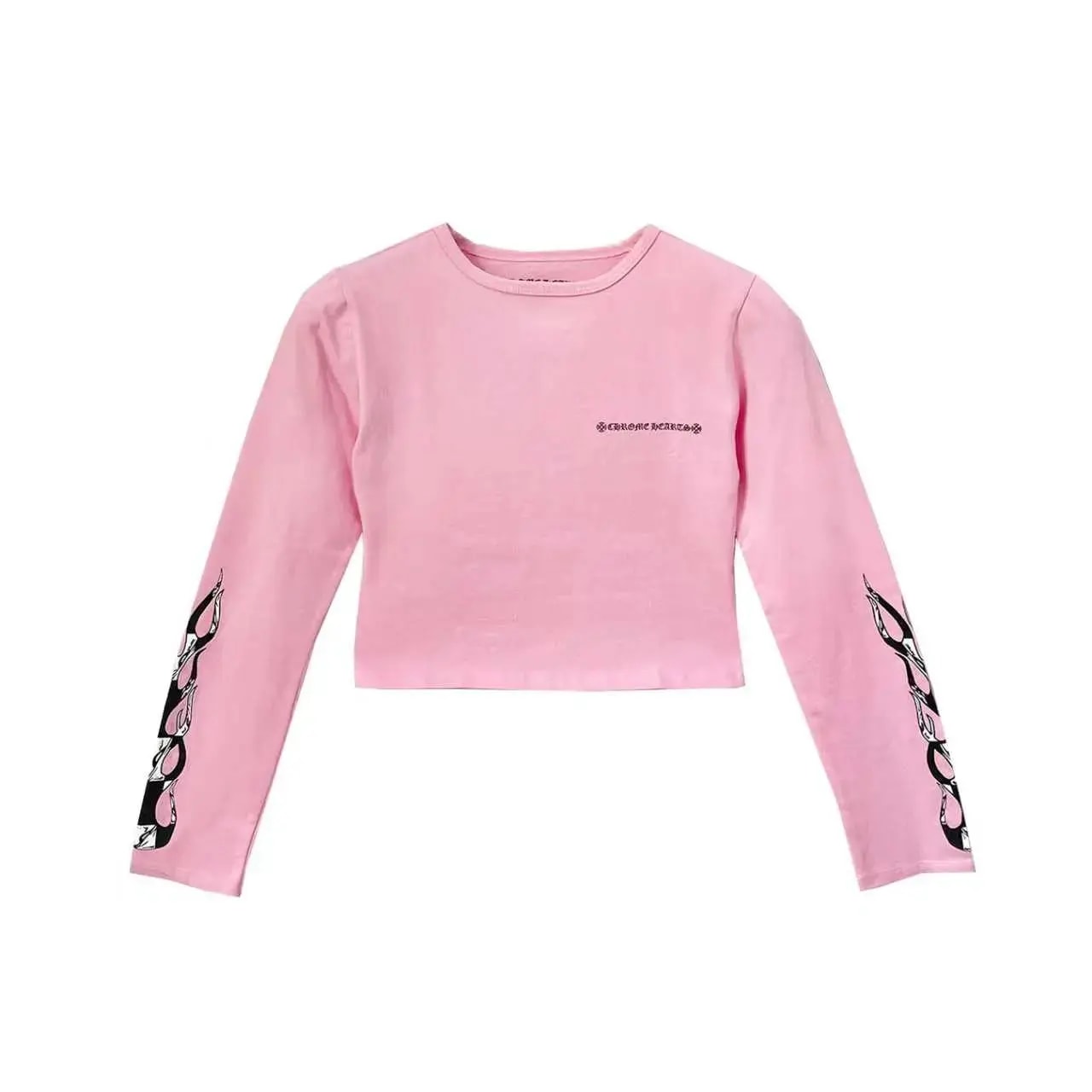 Chrome Hearts Women's Matty Boy Pink Crop Top Cycling Long Sleeve Tee