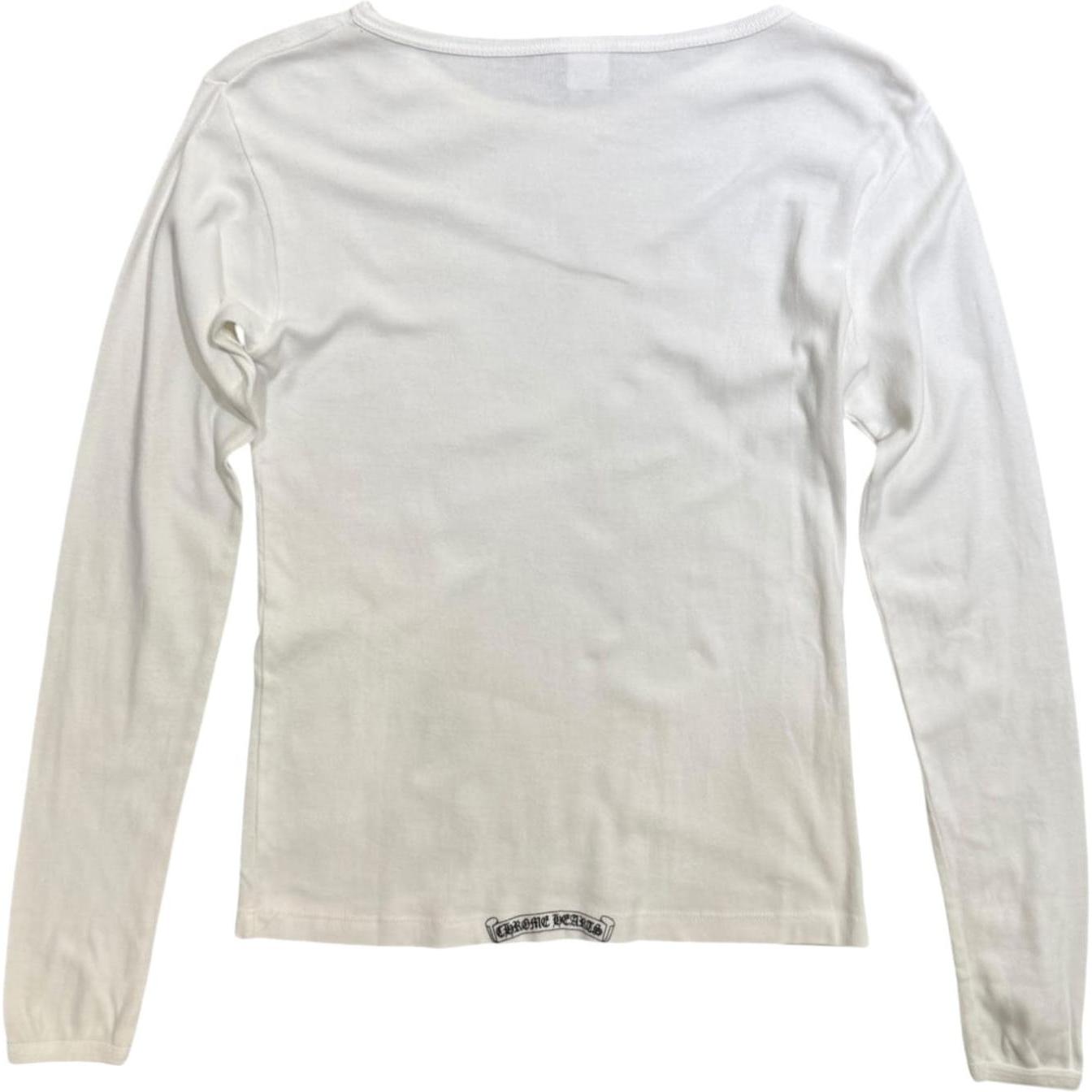 Chrome Hearts Women's Vintage Hairy Cross Long Sleeve T-Shirt White