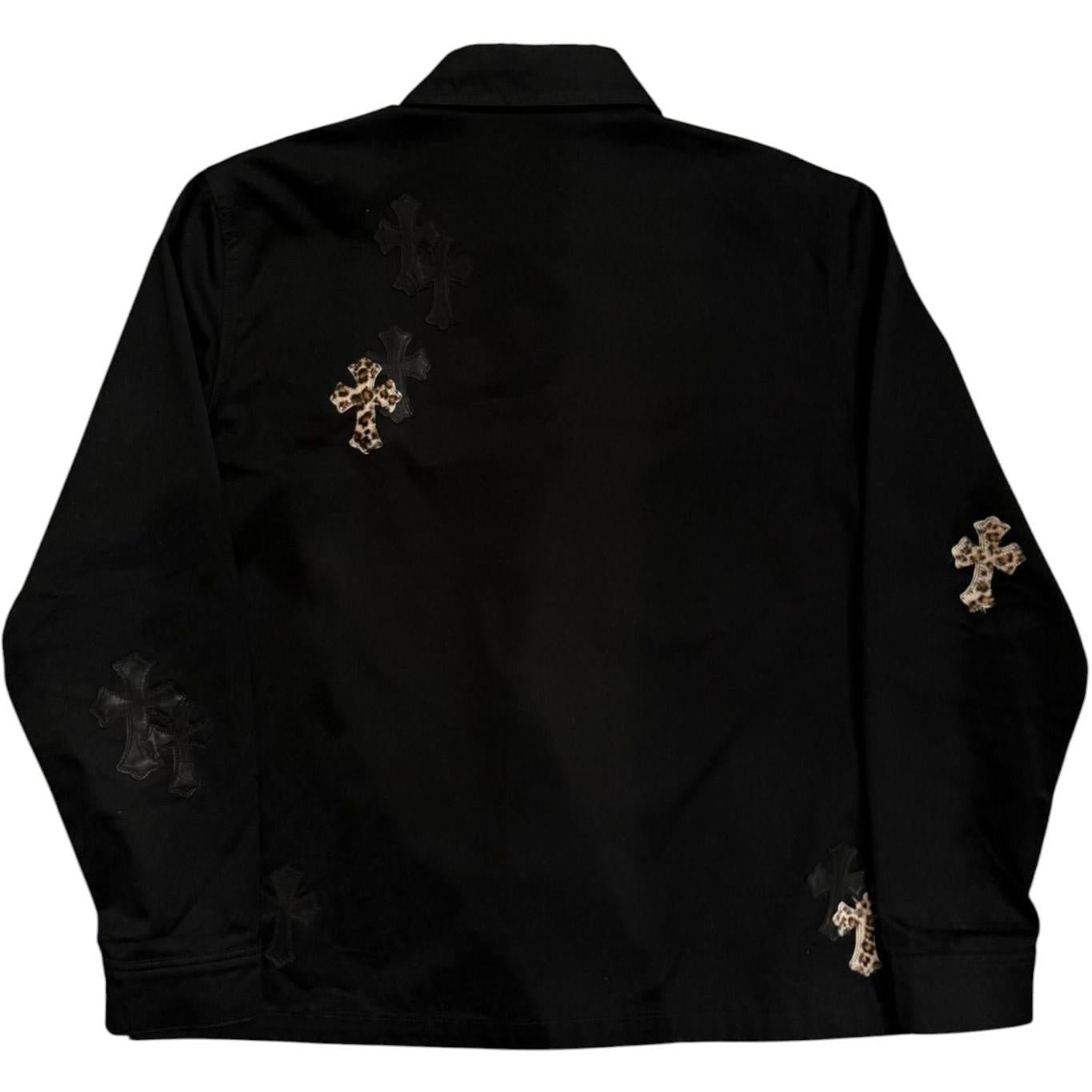 Chrome Hearts Work Dog Jacket Black and Cheetah Print Patches