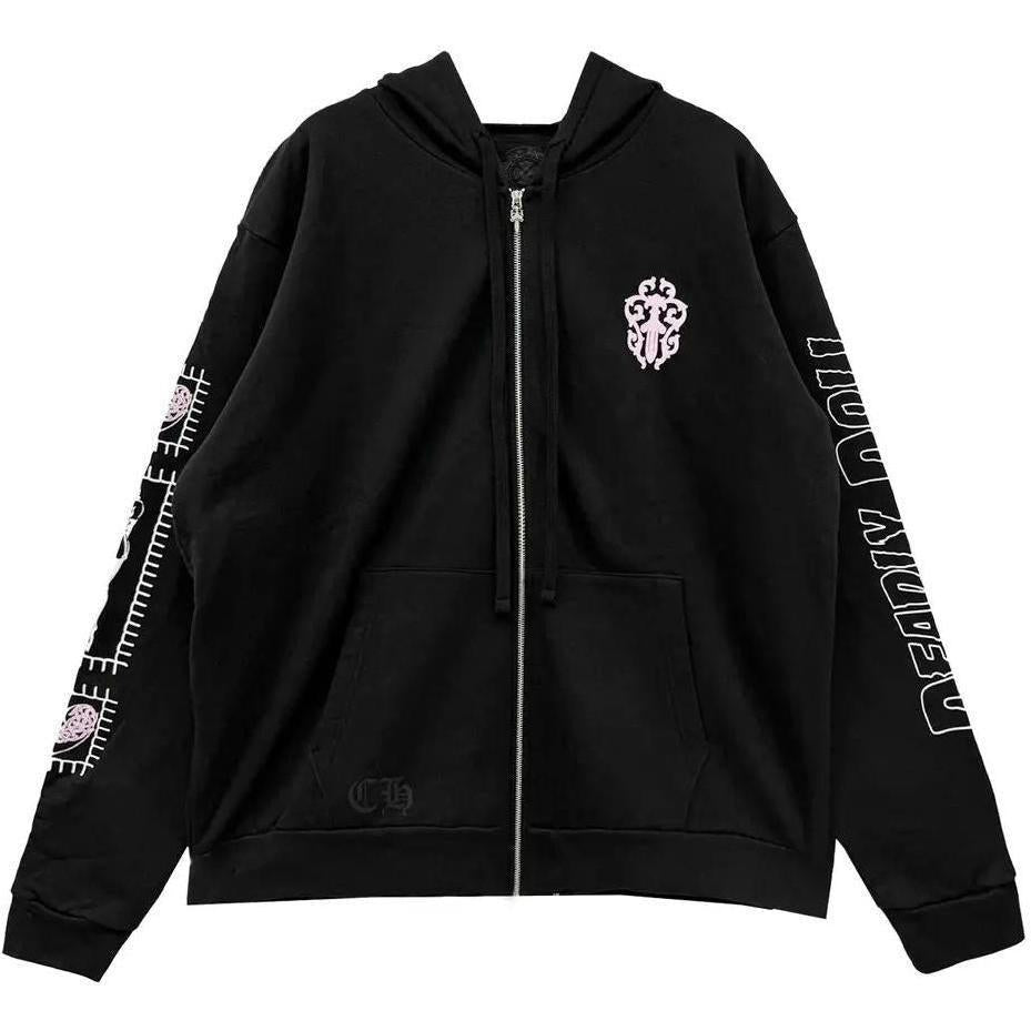 Chrome Hearts x Deadly Doll Miami Art Basel Exclusive Pink Dagger Zip Up Hoodie
