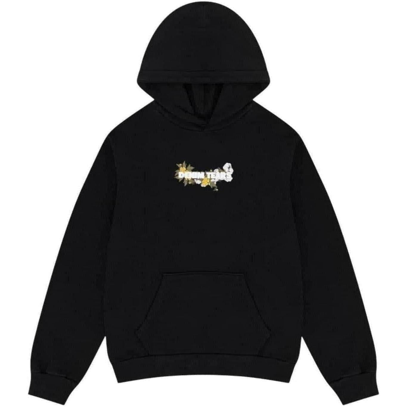 Denim Tears Embroidered Floral Logo Hoodie Black
