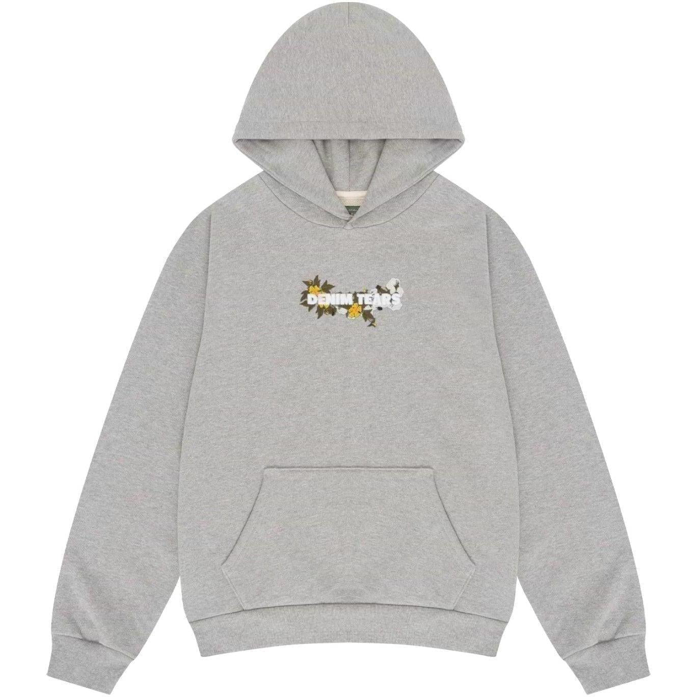 Denim Tears Embroidered Floral Logo Hoodie Grey