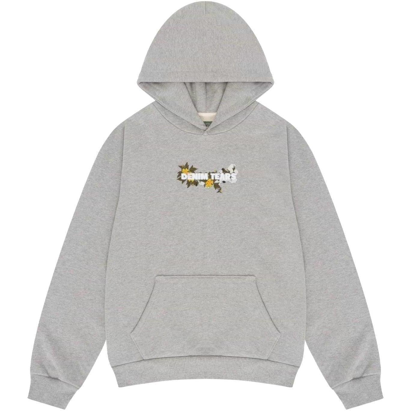 Denim Tears Embroidered Floral Logo Hoodie Grey