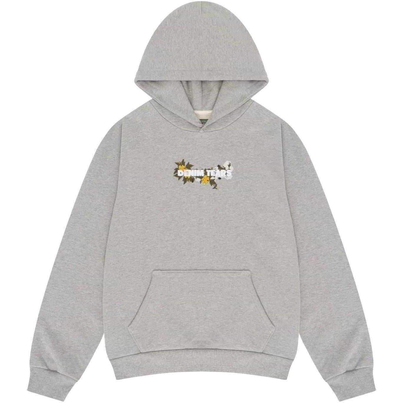 Denim Tears Embroidered Floral Logo Hoodie Grey