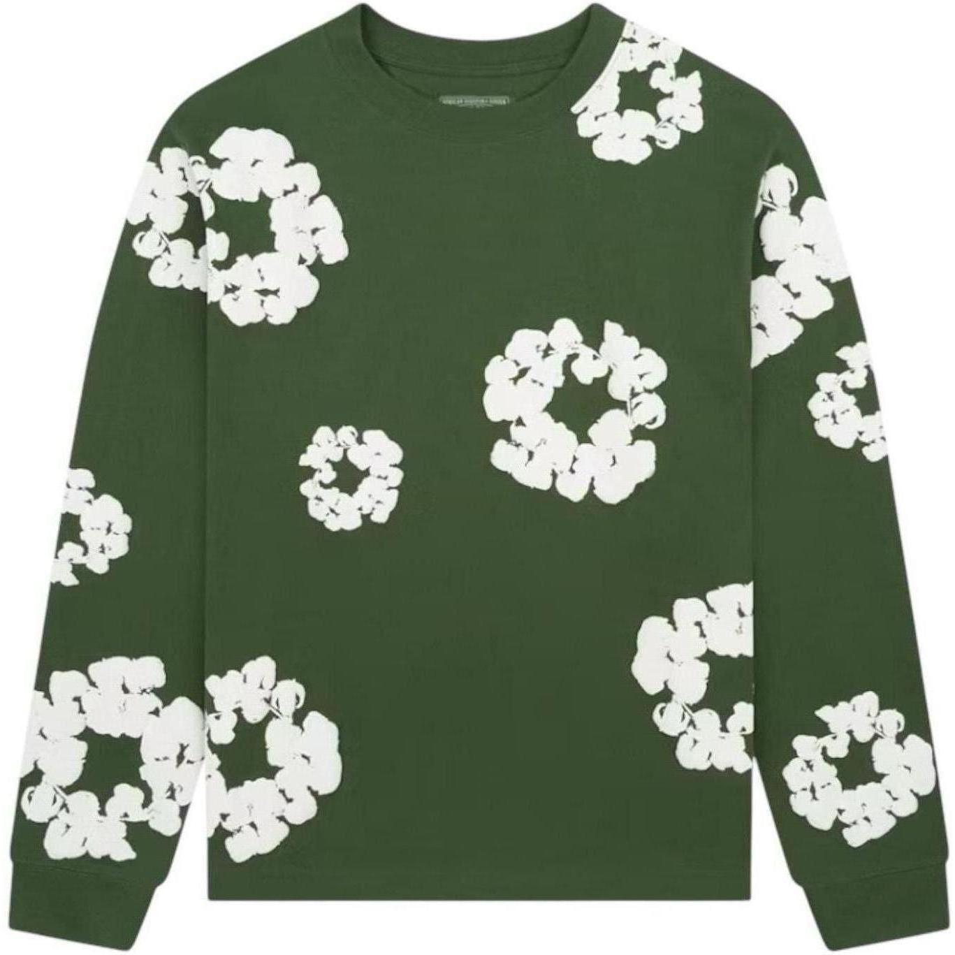 Denim Tears Long Sleeve Cotton Wreath T-shirt Green