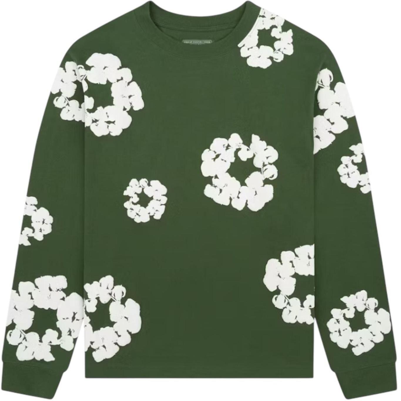 Denim Tears Long Sleeve Cotton Wreath T-shirt Green
