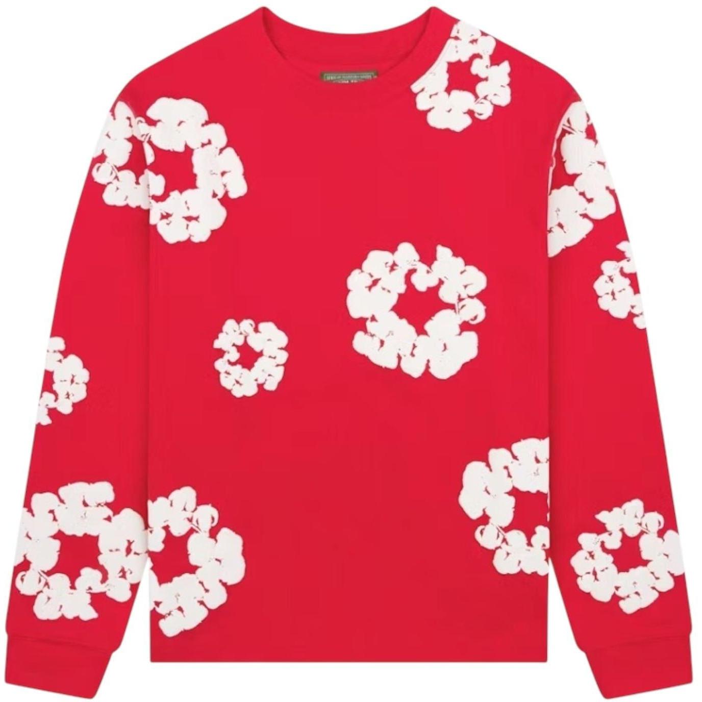 Denim Tears Long Sleeve Cotton Wreath T-shirt Red