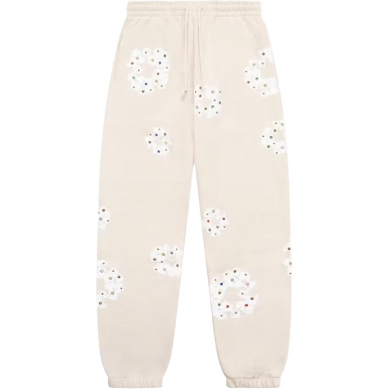 Denim Tears Rhinestone Cotton Wreath Sweatpants Oatmeal