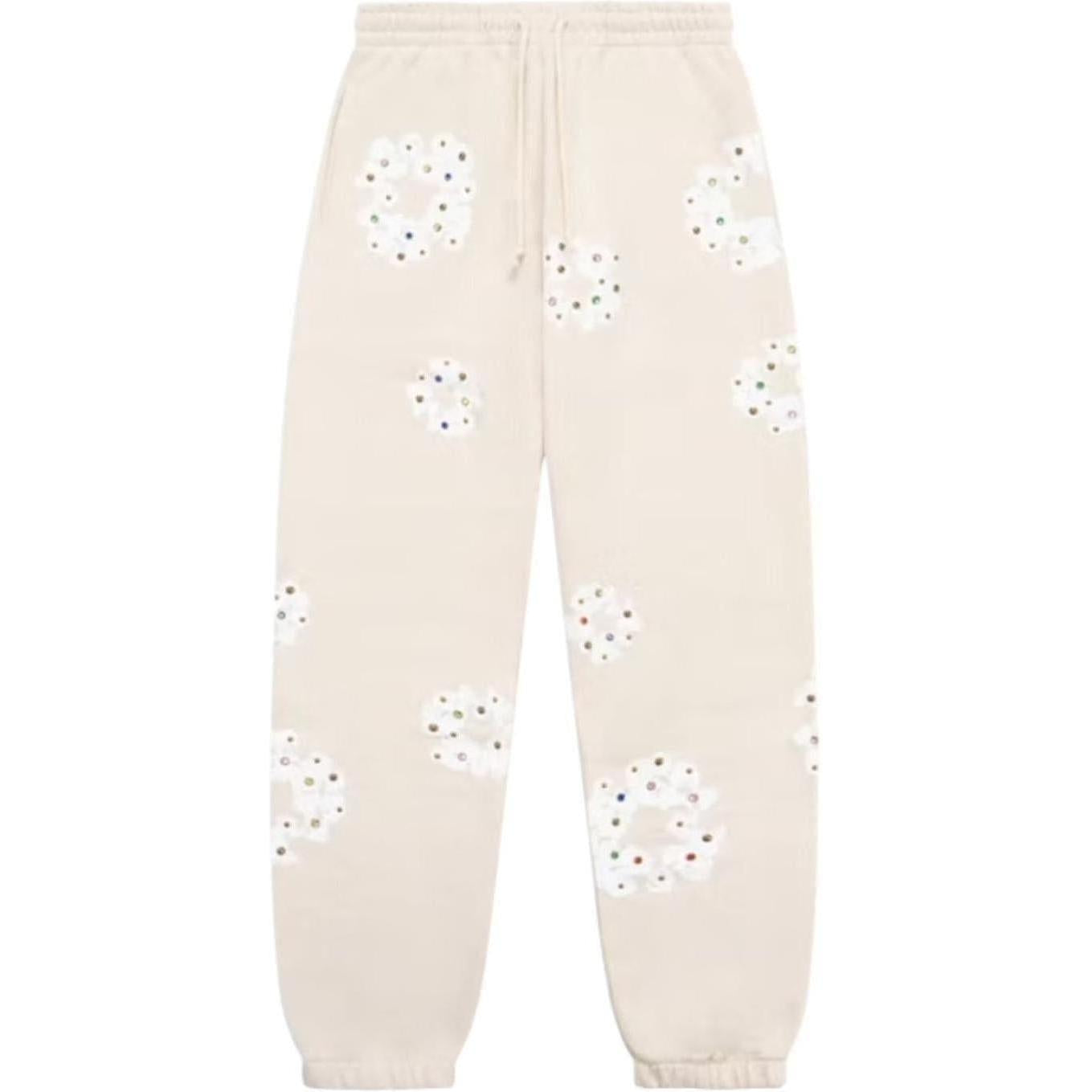 Denim Tears Rhinestone Cotton Wreath Sweatpants Oatmeal
