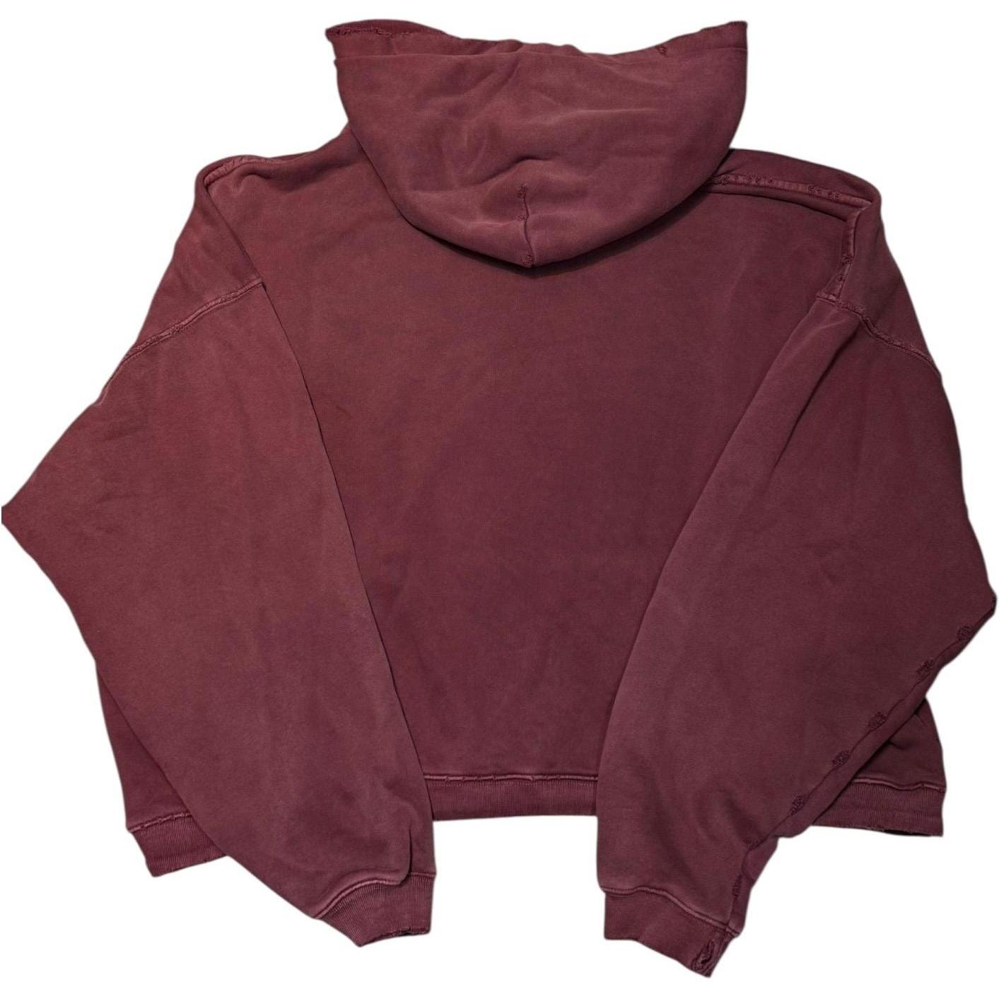 Enfants Riches Déprimés Distressed Logo-Print Cotton-Jersey Hoodie Red - Like New