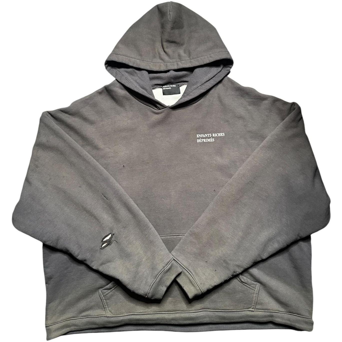 Enfants Riches Déprimés Thermal Lined Distressed Logo Hoodie Grey