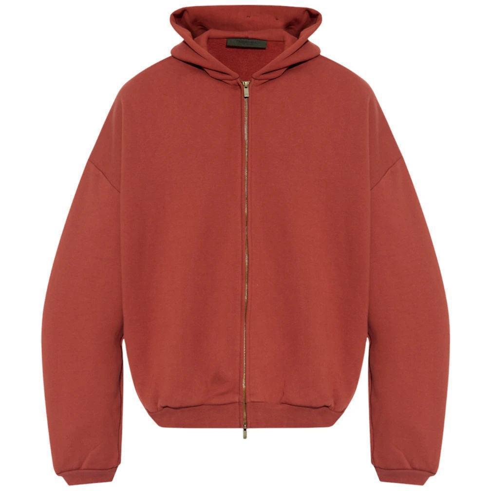 Fear of God Essentials Heavy Fleece Full Zip Hoodie Crimson