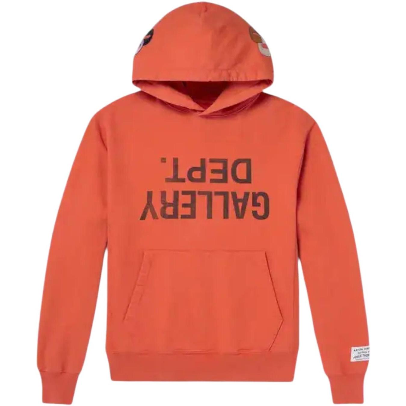 Gallery Dept. Orange Logo Print Appliquéd Cotton Jersey Hoodie
