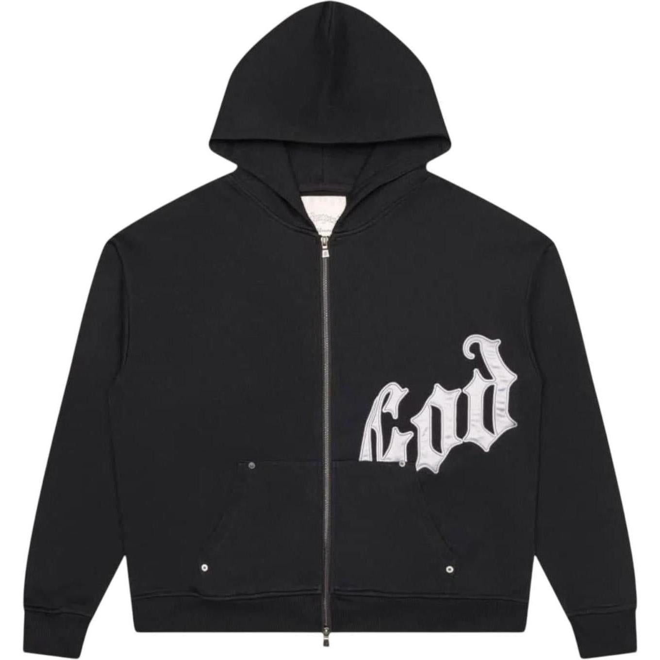 Godspeed OG Logo V2 Zip Up Hoodie Black/Silver Satin