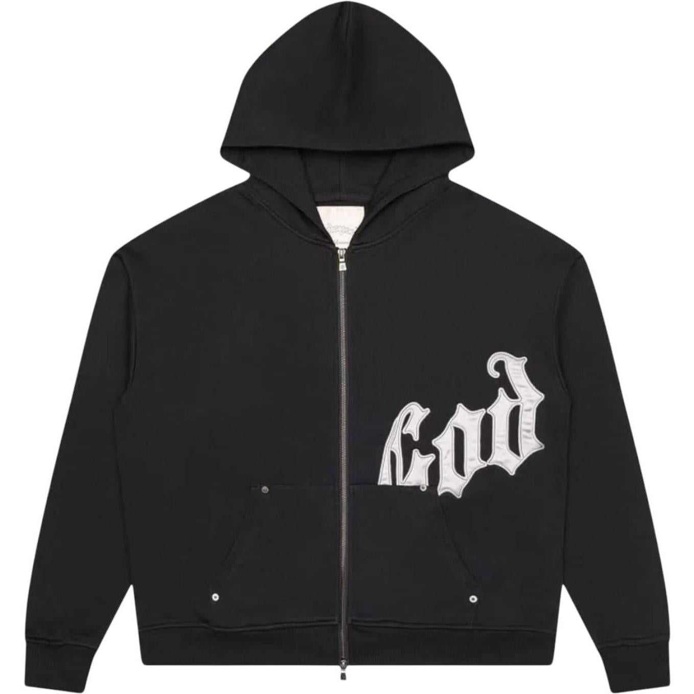Godspeed OG Logo V2 Zip Up Hoodie Black/Silver Satin