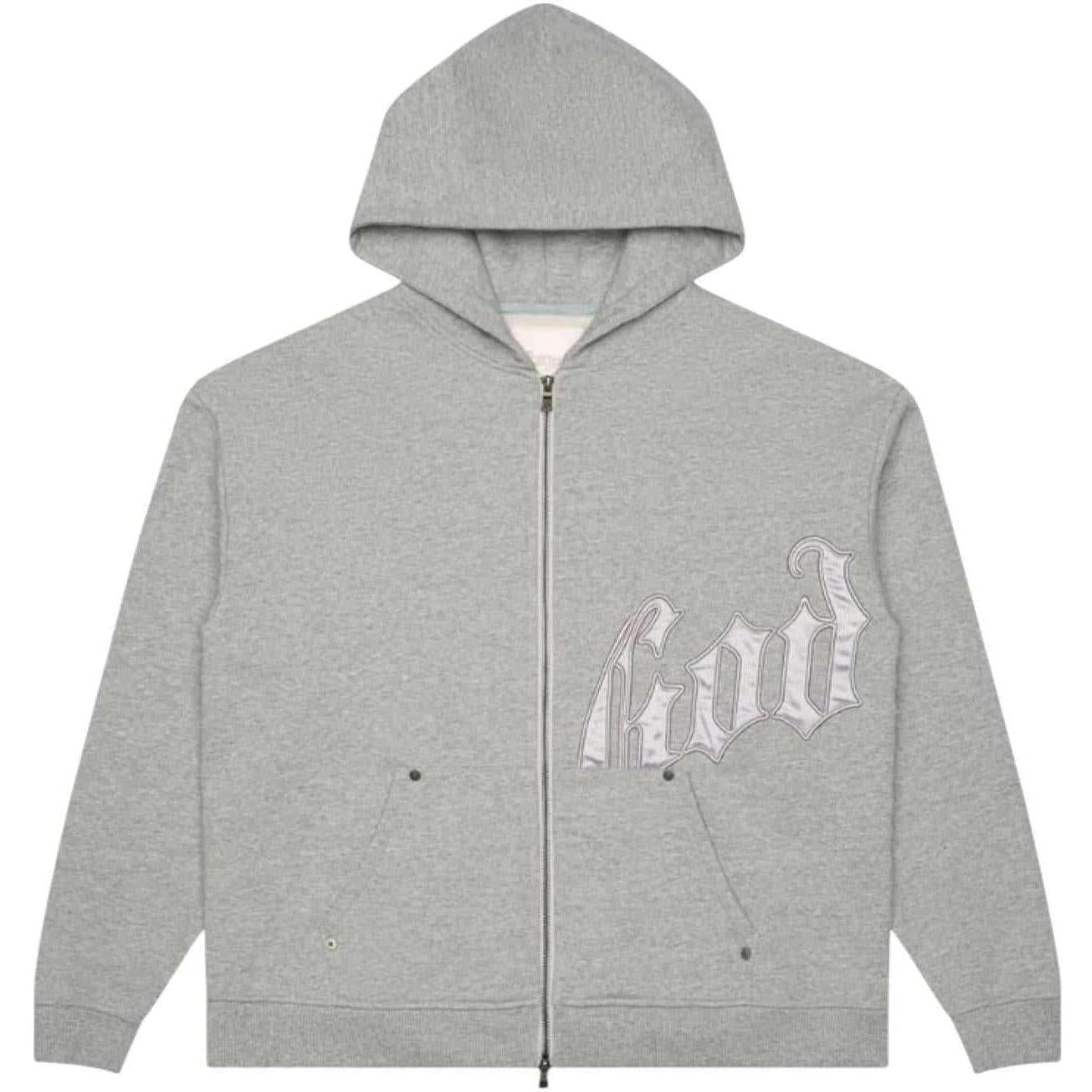 Godspeed OG Logo V2 Zip Up Hoodie Grey/Silver Satin