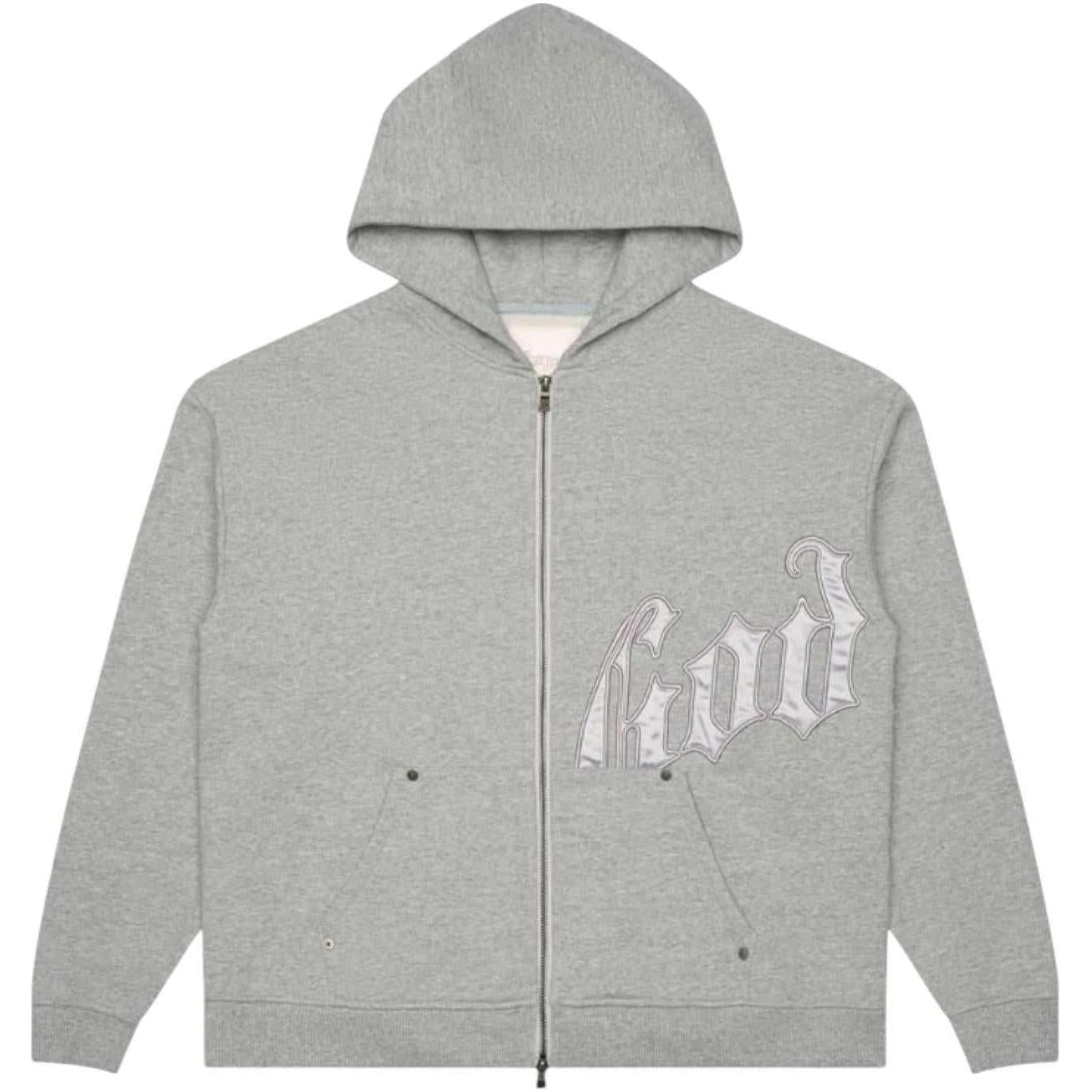Godspeed OG Logo V2 Zip Up Hoodie Grey/Silver Satin